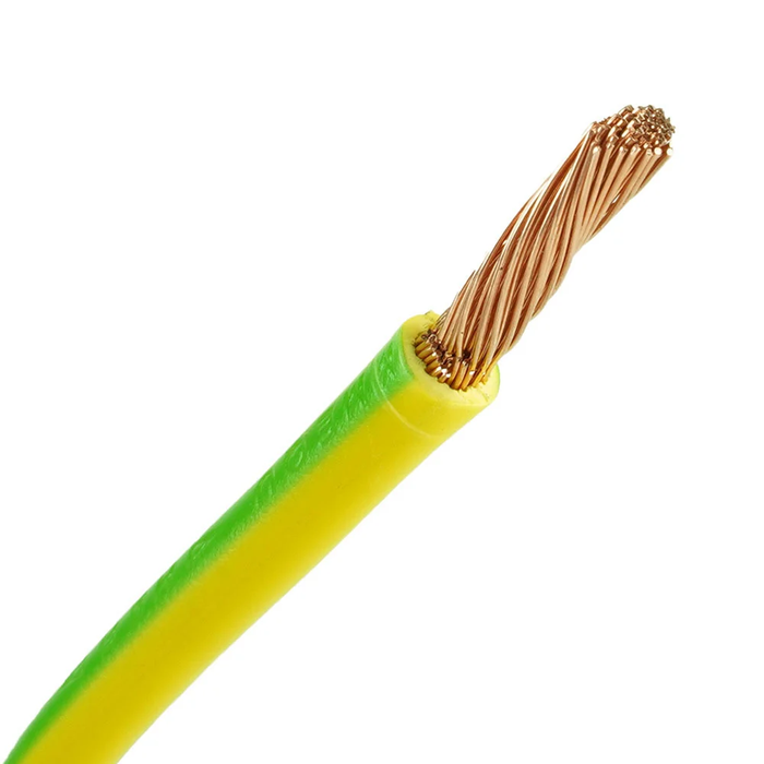 Aansluitdraad 6 mm² geel/groen per meter