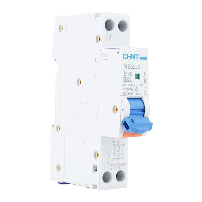 Chint aardlekautomaat 1-polig+nul 16A B-kar 30mA