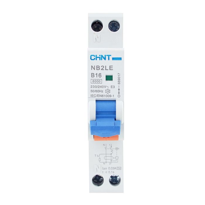 Chint aardlekautomaat 1-polig+nul 16A B-kar 30mA