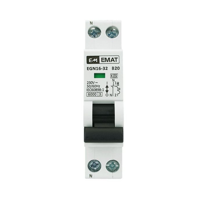 EMAT Installatieautomaat 1-polig+nul 20A B-Kar